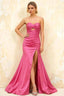 Jean Hot Pink Satin Twist Knot Mermaid Maxi Dress