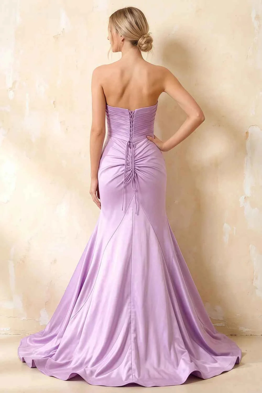 Jean Lavender Satin Twist Knot Mermaid Maxi Dress