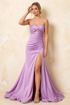 Jean Lavender Satin Twist Knot Mermaid Maxi Dress