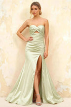 Jean Mint Satin Twist Knot Mermaid Maxi Dress
