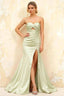 Jean Mint Satin Twist Knot Mermaid Maxi Dress
