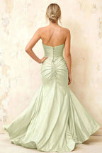 Jean Mint Satin Twist Knot Mermaid Maxi Dress
