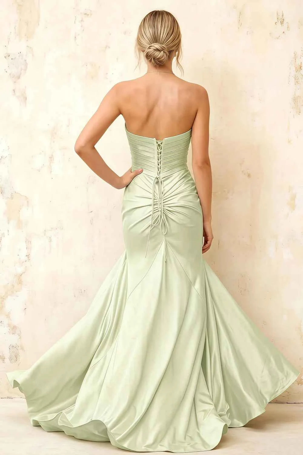 Jean Mint Satin Twist Knot Mermaid Maxi Dress