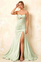 Jean Mint Satin Twist Knot Mermaid Maxi Dress