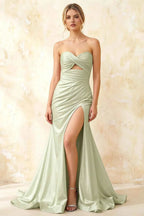 Jean Mint Satin Twist Knot Mermaid Maxi Dress