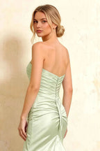 Jean Mint Satin Twist Knot Mermaid Maxi Dress