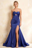 Jean Navy Blue Satin Twist Knot Mermaid Maxi Dress