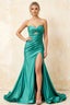 Jean Peacock Satin Twist Knot Mermaid Maxi Dress