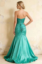 Jean Peacock Satin Twist Knot Mermaid Maxi Dress