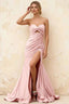 Jean Pink Satin Twist Knot Mermaid Maxi Dress
