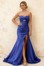 Jean Royal Blue Satin Twist Knot Mermaid Maxi Dress