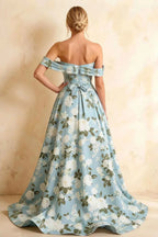 Jeanne Blue Floral Off Shoulder Maxi Dress
