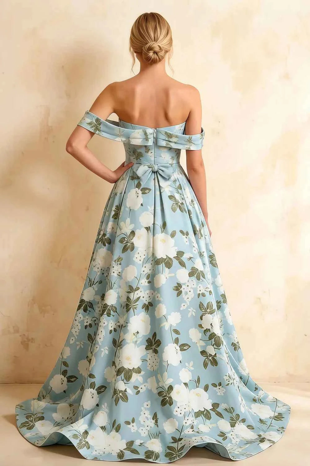 Jeanne Blue Floral Off Shoulder Maxi Dress