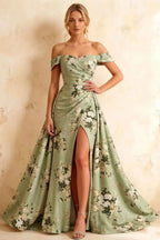 Jeanne Green Floral Off Shoulder Maxi Dress