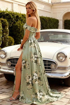 Jeanne Green Floral Off Shoulder Maxi Dress