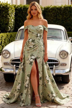 Jeanne Green Floral Off Shoulder Maxi Dress