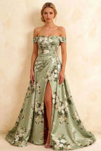 Jeanne Green Floral Off Shoulder Maxi Dress