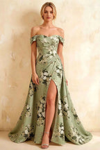Jeanne Green Floral Off Shoulder Maxi Dress