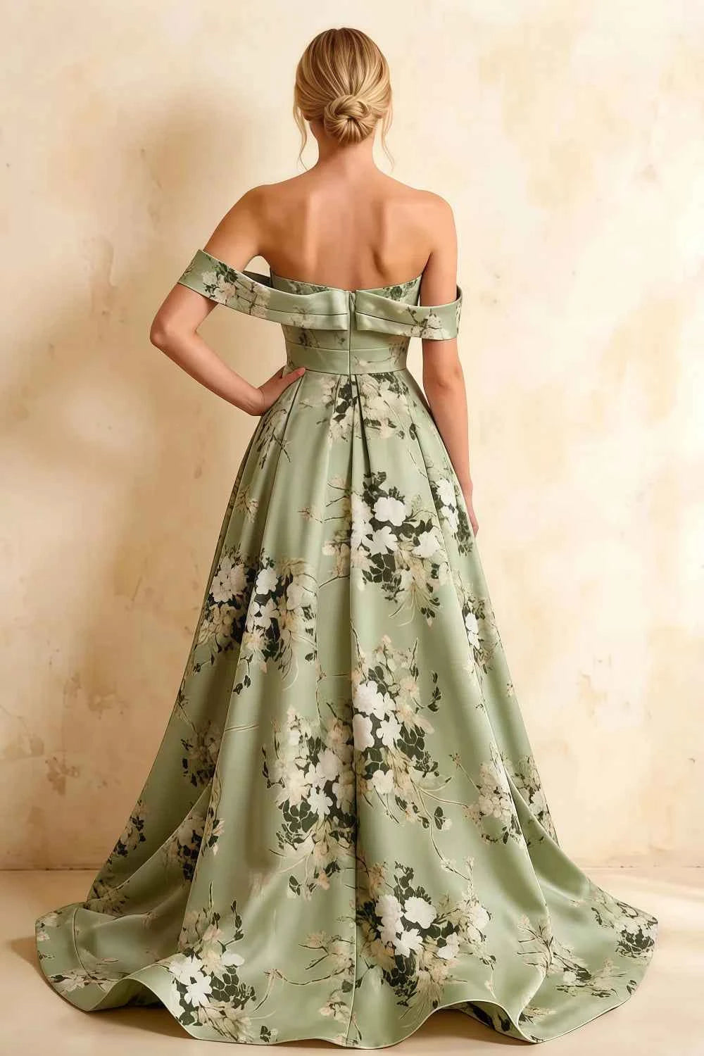 Jeanne Green Floral Off Shoulder Maxi Dress