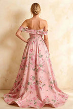 Jeanne Pink Floral Off Shoulder Maxi Dress
