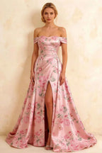 Jeanne Pink Floral Off Shoulder Maxi Dress
