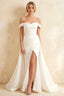 Jeanne White Satin Off Shoulder Maxi Dress