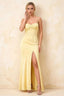 Jennifer Yellow Satin Spaghetti Straps Slit Maxi Dress