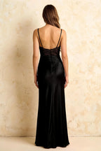 Jenny Black Lace Sheath Backless Maxi Dress