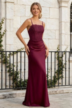 Jenny Burgundy Lace Sheath Backless Maxi Dress