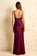 Jenny Burgundy Lace Sheath Backless Maxi Dress