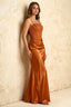 Jenny Burnt Orange Lace Sheath Backless Maxi Dress