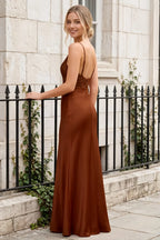 Jenny Chocolate Lace Sheath Backless Maxi Dress