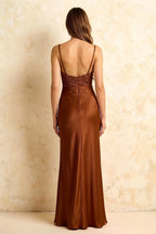 Jenny Chocolate Lace Sheath Backless Maxi Dress
