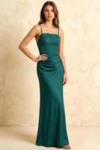 Jenny Emerald Green Lace Sheath Backless Maxi Dress