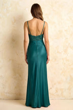 Jenny Emerald Green Lace Sheath Backless Maxi Dress