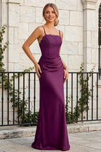 Jenny Grape Lace Sheath Backless Maxi Dress