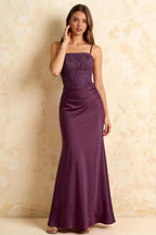 Jenny Grape Lace Sheath Backless Maxi Dress