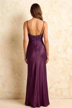Jenny Grape Lace Sheath Backless Maxi Dress