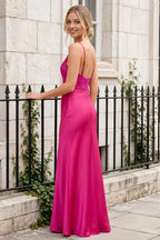 Jenny Hot Pink Lace Sheath Backless Maxi Dress