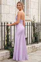 Jenny Lavender Lace Sheath Backless Maxi Dress