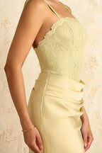 Jenny Light Yellow Lace Sheath Backless Maxi Dress