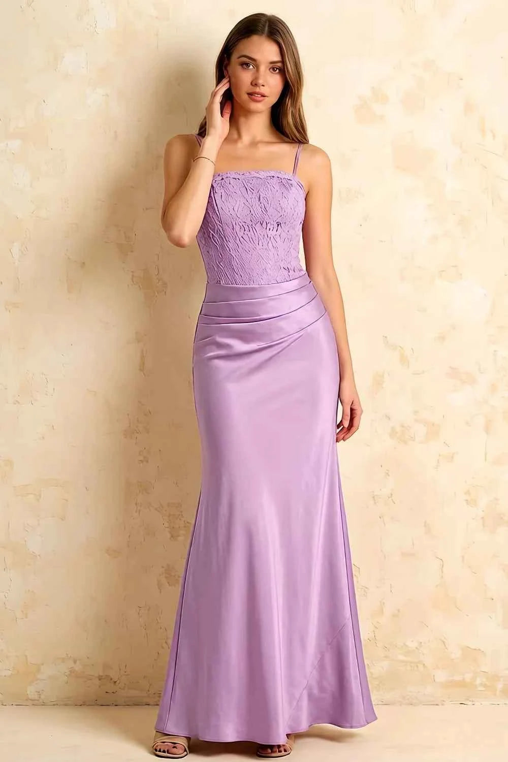 Jenny Lilac Lace Sheath Backless Maxi Dress