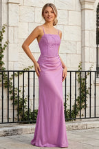 Jenny Lilac Lace Sheath Backless Maxi Dress