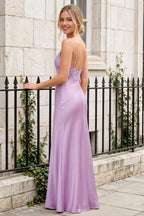 Jenny Lilac Lace Sheath Backless Maxi Dress