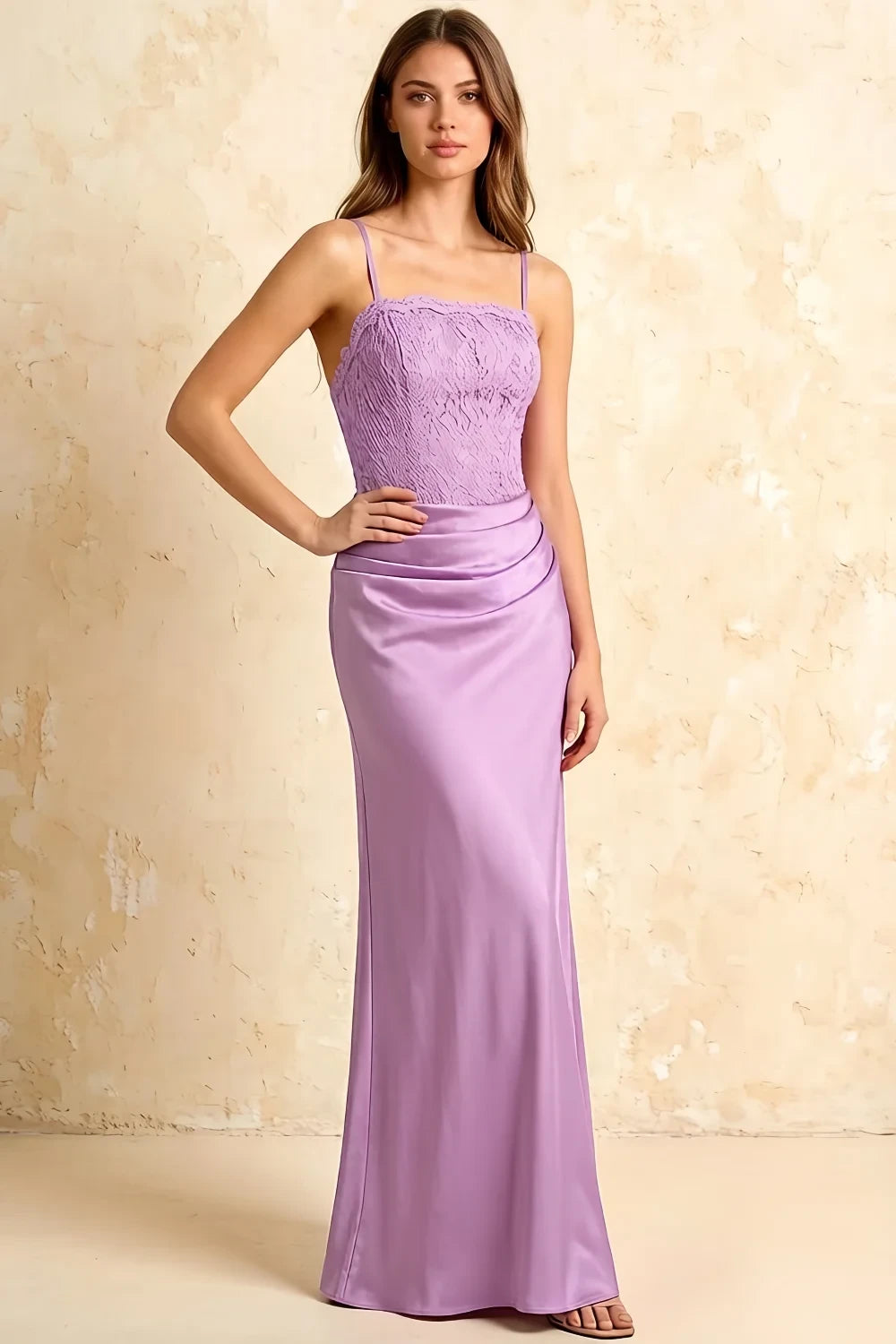 Jenny Lilac Lace Sheath Backless Maxi Dress