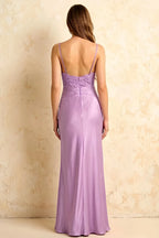 Jenny Lilac Lace Sheath Backless Maxi Dress