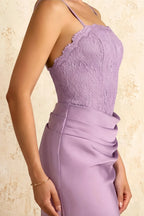 Jenny Lilac Lace Sheath Backless Maxi Dress