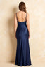 Jenny Navy Blue Lace Sheath Backless Maxi Dress