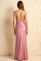 Jenny Pink Lace Sheath Backless Maxi Dress