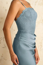 Jenny Powder Blue Lace Sheath Backless Maxi Dress